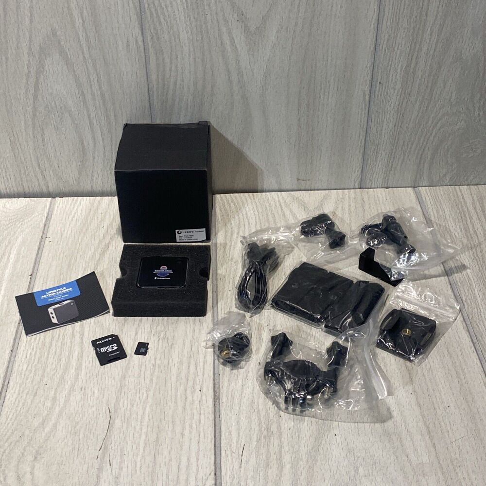 Leeds 7140-76BK HD 1080P Action Camera & Accessories NOB W Micro SD 8gb